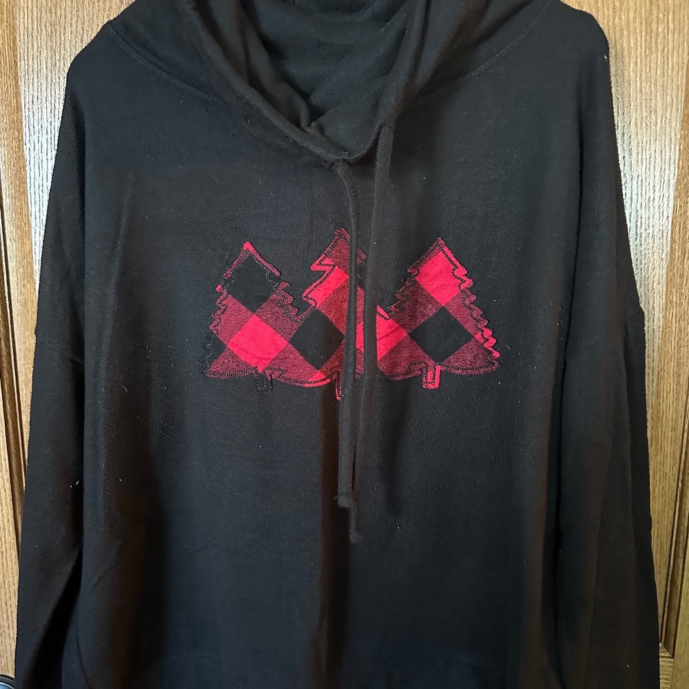 Maurices Black with red/black plaid trim knit shirt.  Size XL.